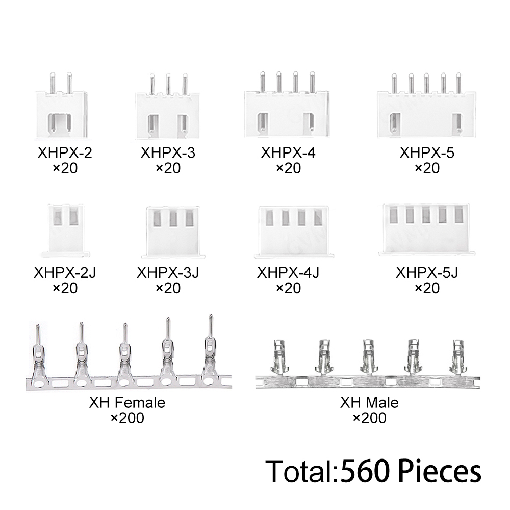 Diy Electronics Project Kit - 560PCS XH2.54 Connector Kit - Housing