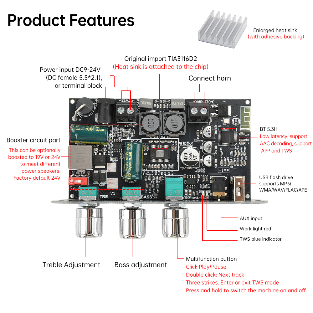 2PCS ZK-1001U Mono 100W Blueto - Diy Electronics Cabinet ulasan dan harga